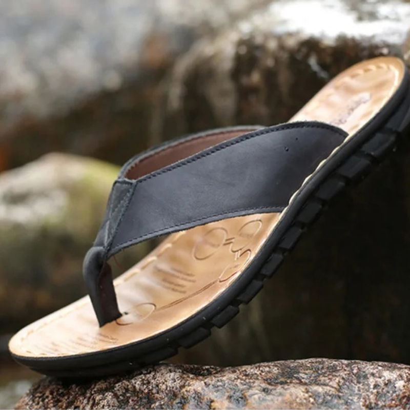 Roma Retro Man Slipper Solid C - Flip Flop Leather Men ulasan dan harga